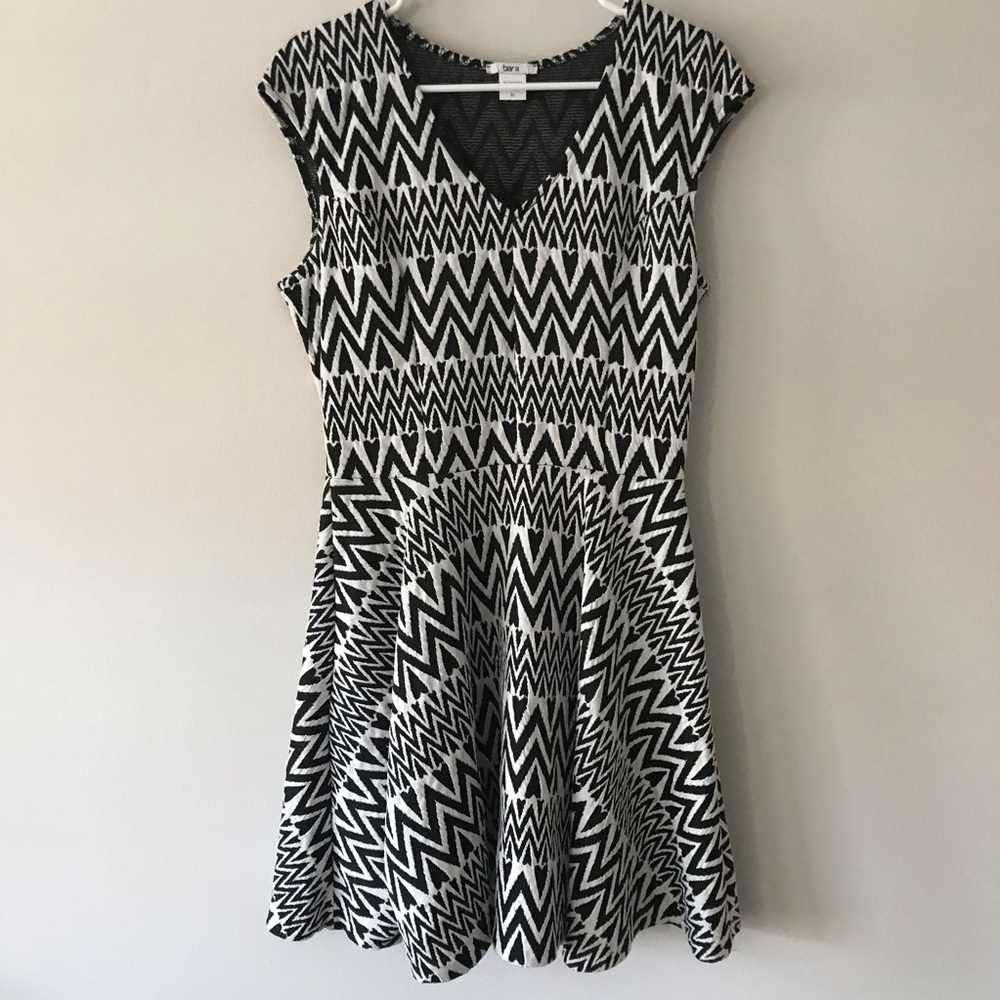 Fit and flare black and white dress